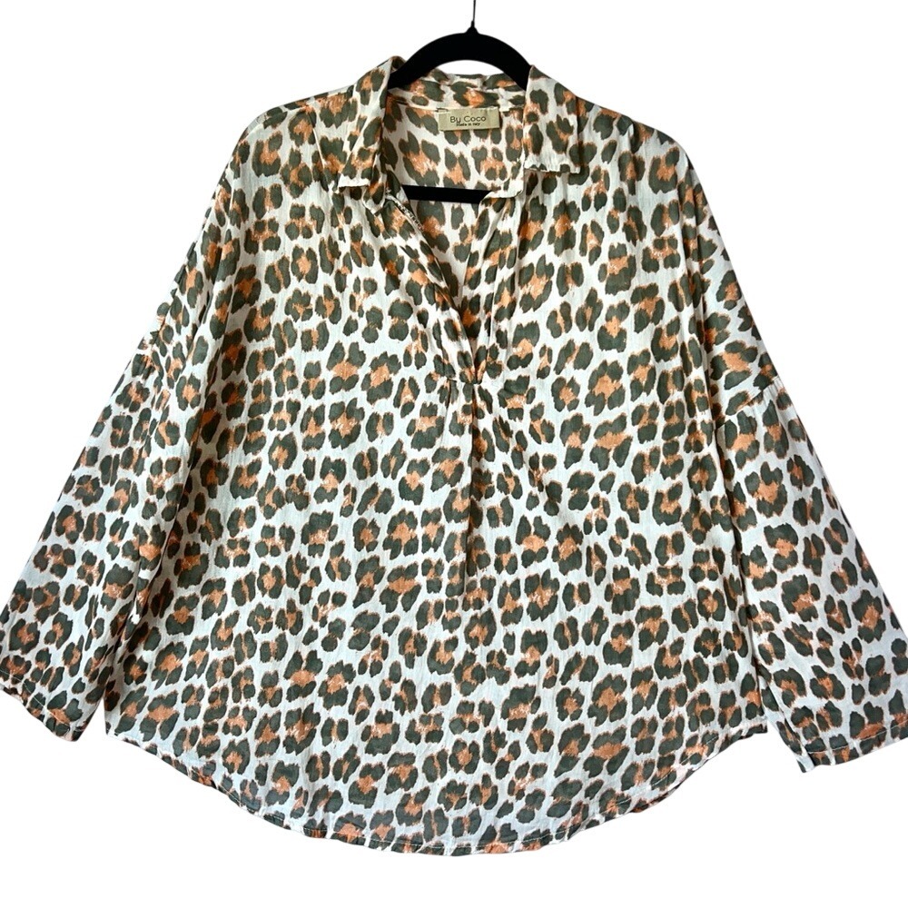 By Coco Made‎ In Italy Animal Print Shirt Top Basic Casual Wear